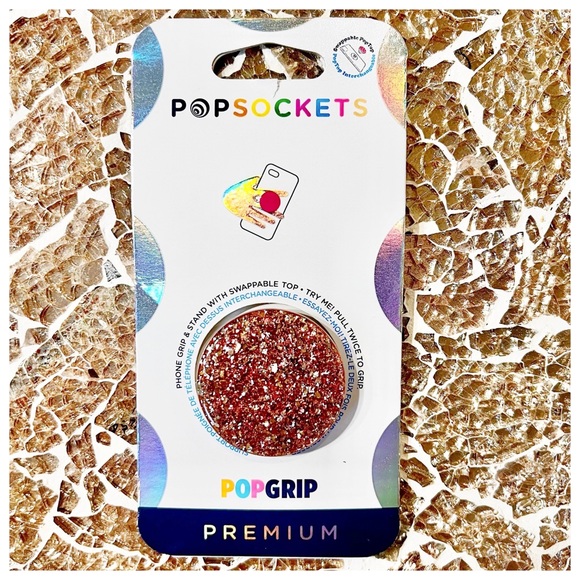 POPSOCKETS PopGrip Premium Bundle Foil Confetti & Metallic Diamond in Rose Gold - Picture 4 of 11
